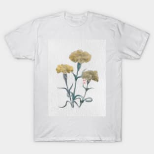 watercolor and sumiE ink yellow carnations T-Shirt